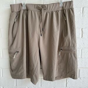 Ksmien Womens Hiking Cargo Biker shorts Khaki Lightweight Zipper Pockets 2XL